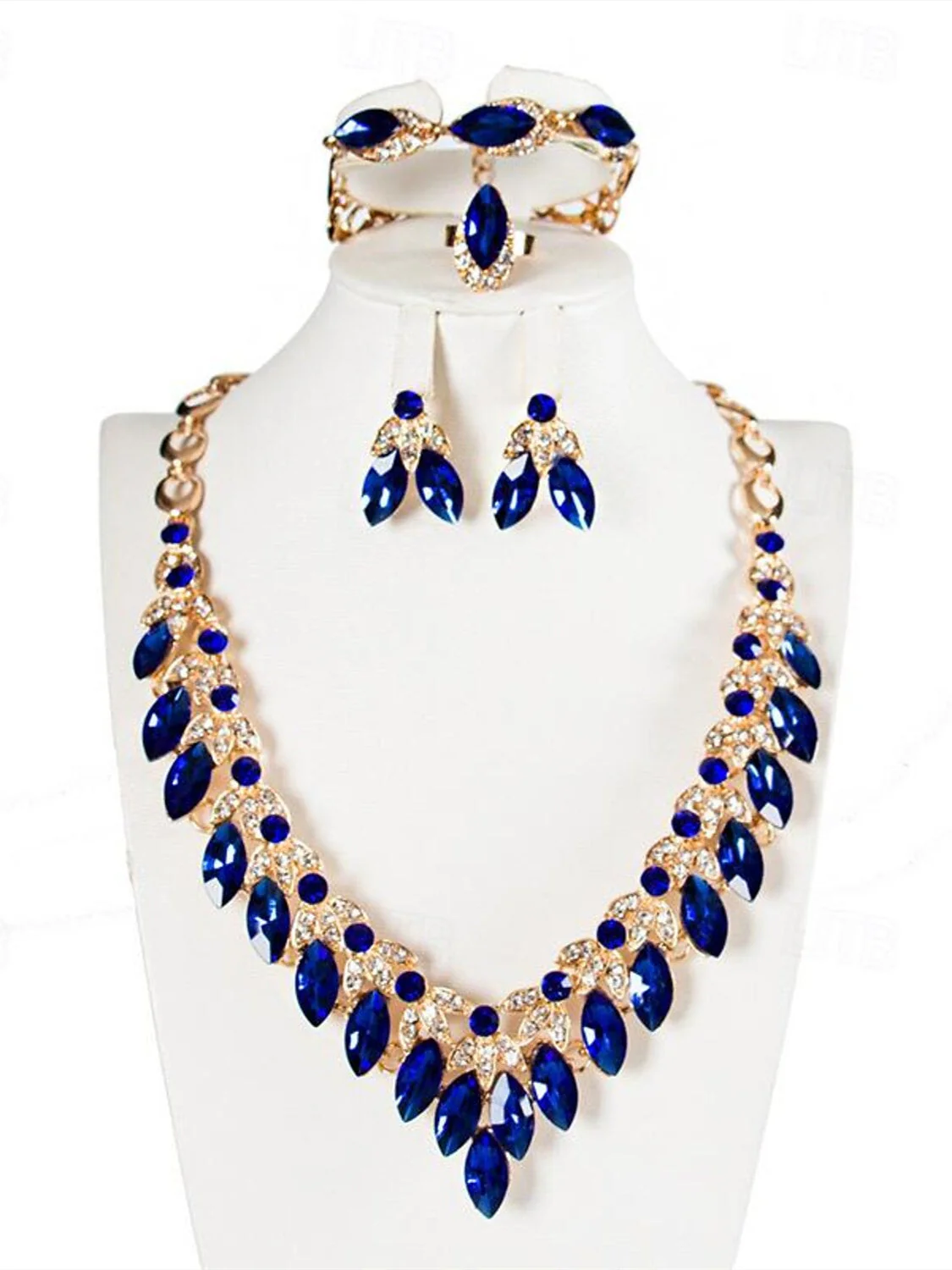 1 set Jewelry 4 pieces Set Drop Earrings For Women's Special Occasion Gemstone Pendant Necklace - Image 4