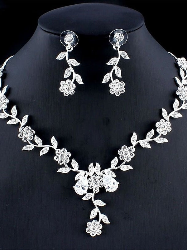 1 set Bridal Jewelry Earrings Necklace For Women's Special Occasion Gemstone Pendant Necklace - Image 3