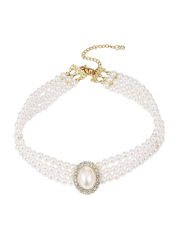 1 set Imitation Pearl Rhinestone Jewelry Earrings Necklace For Women's Wedding Gemstone Pendant Necklace Set - Image 5