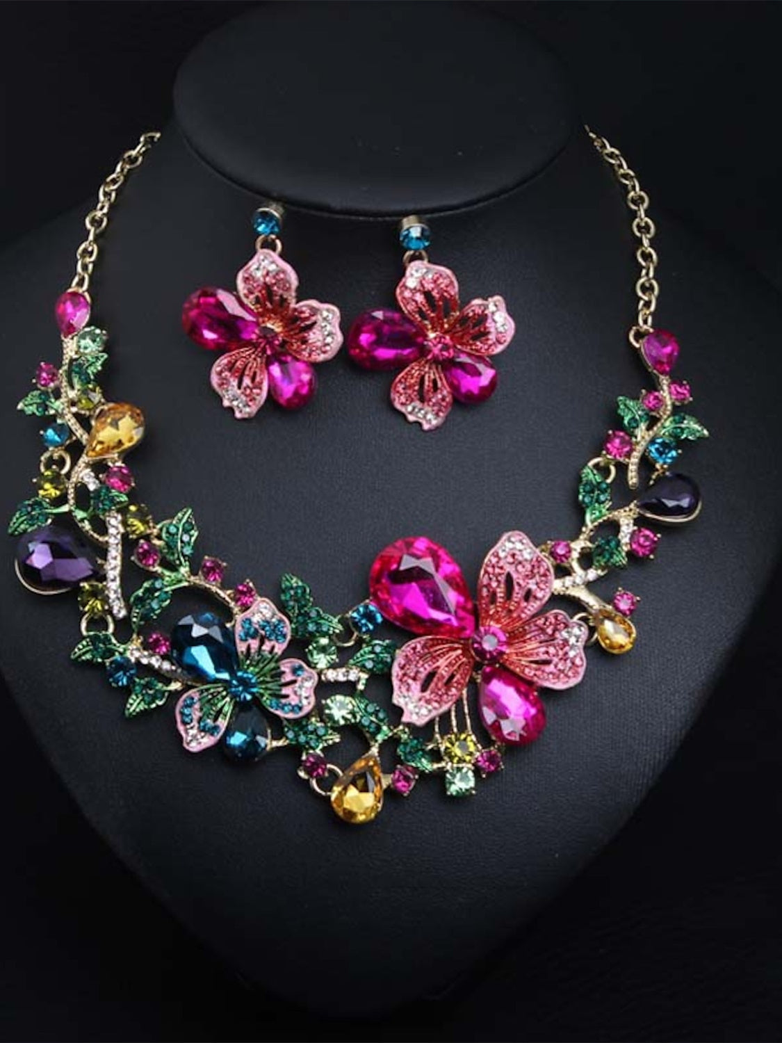 1 set Cubic Zirconia Rhinestone Alloy Bridal Jewelry Earrings Necklace For Women's Fall Wedding Pendant Necklace Set - Image 7