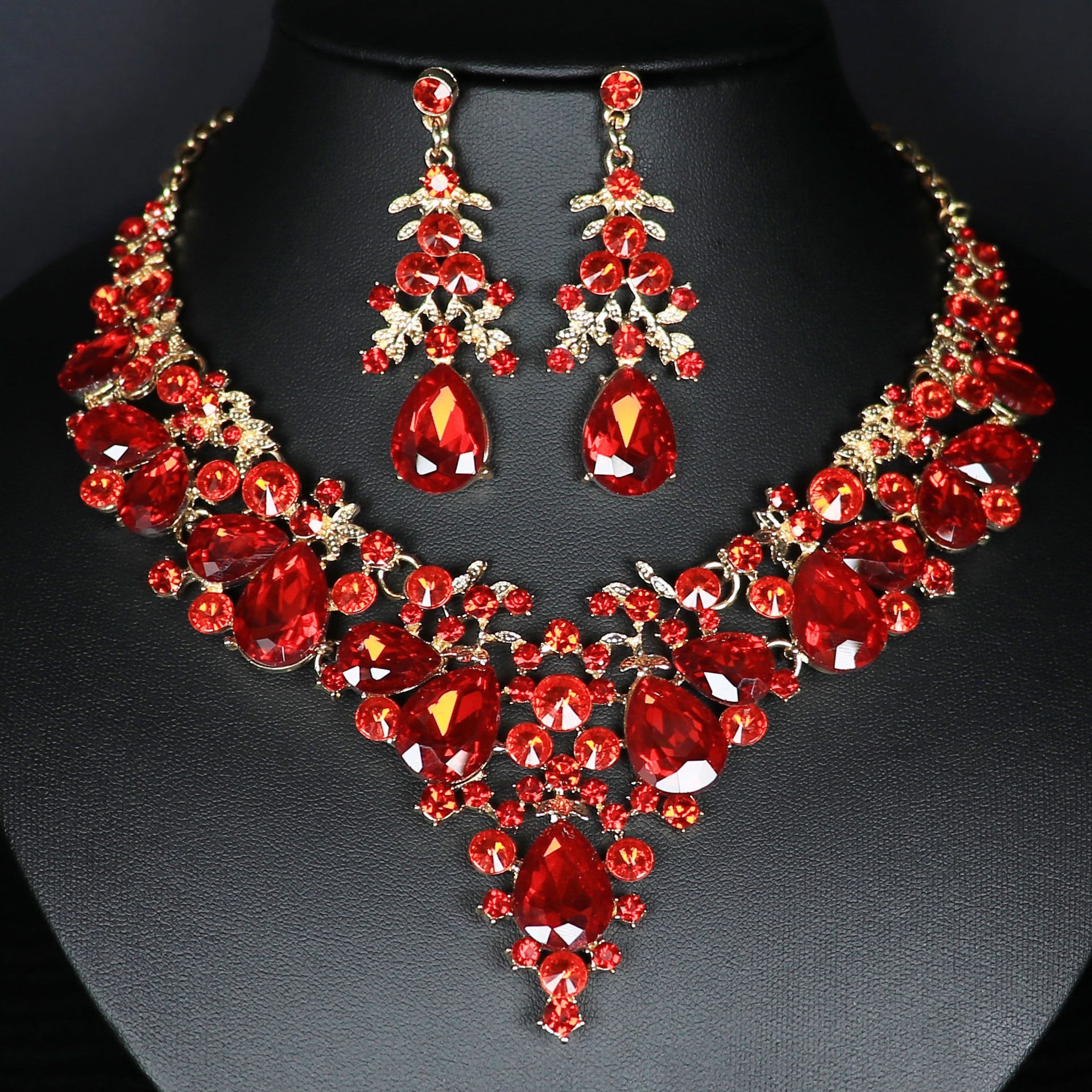 1 set 3 Pieces Rhinestone Jewelry Earrings Necklace For Women's Wedding - Image 5