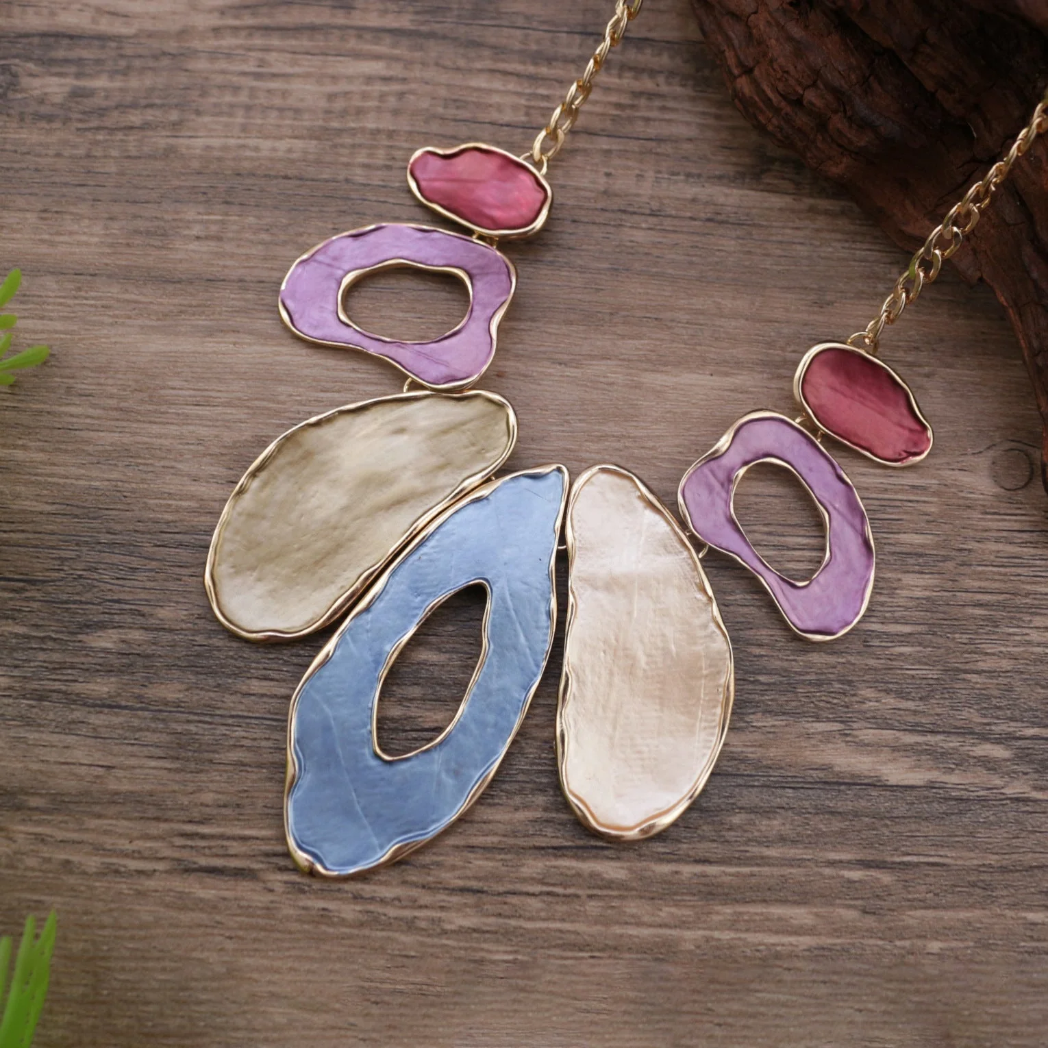 Fashionable Exaggerated Geometric Oval Cutout Alloy Necklace - 画像 (4)