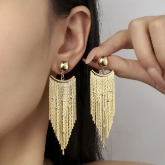 Vintage Gold Wire Chain Tassel Fashion Earrings