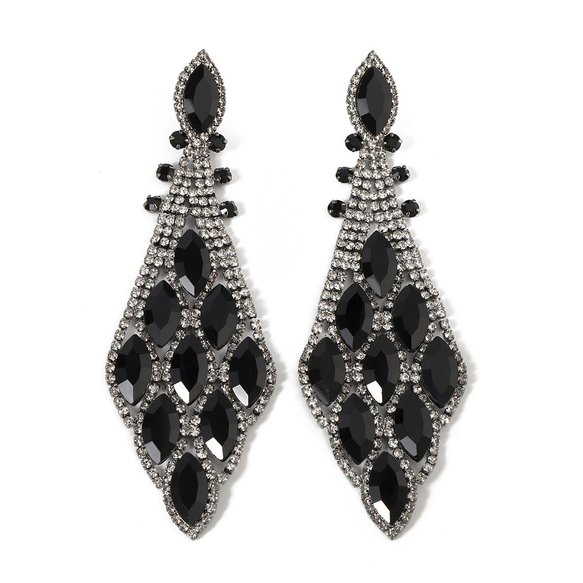 Retro Exaggerated Fashion Glass Rhinestone Elegant Earrings - 画像 (3)