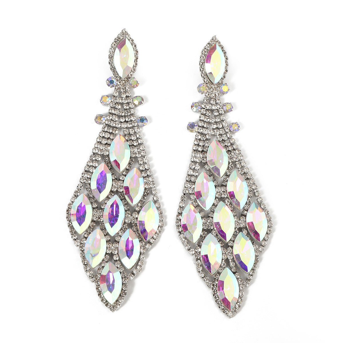 Retro Exaggerated Fashion Glass Rhinestone Elegant Earrings - 画像 (4)