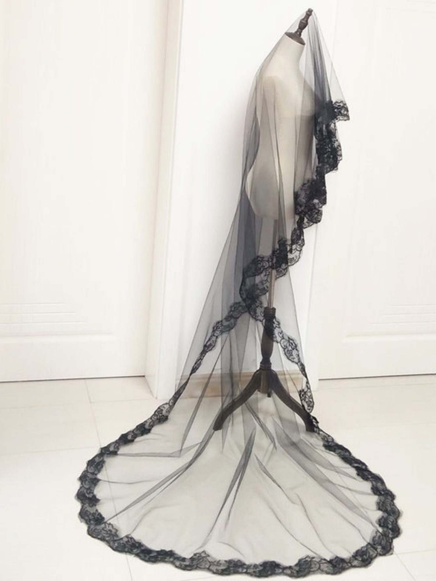 Halloween Black Gothic Punk Party Lace Veil Headpiece - 이미지 4