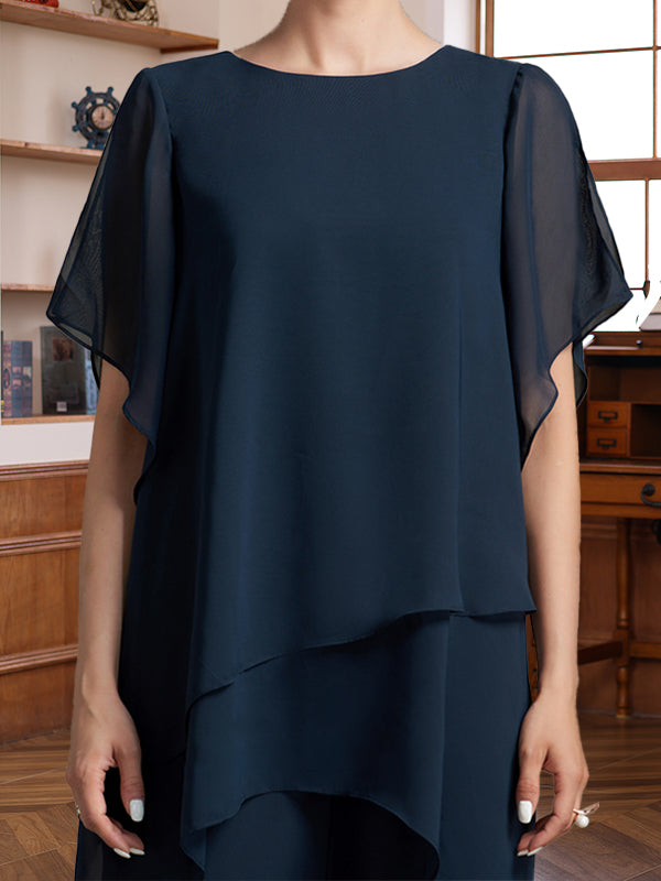 2 Pieces Scoop Half Sleeves Ankle-Length Mother of the Bride & Groom Pantsuits - Image 5