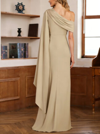 Sheath/Column One-Shoulder Chiffon Mother of the Bride Dresses Floor-Length Sleeveless with Pleats Ruffles