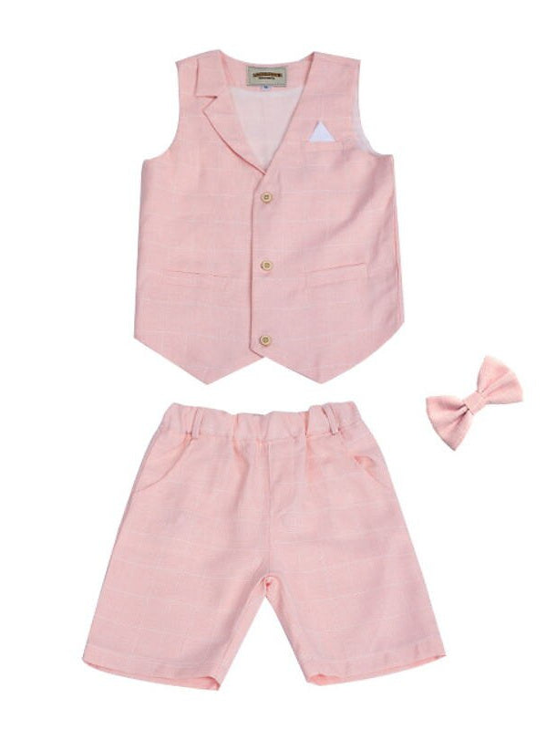 Boys Suit Vest Shorts Set Clothing Set 3 Pieces Sleeveless 4-13 Years Boy's Summer Wedding Suit Sets - Image 6