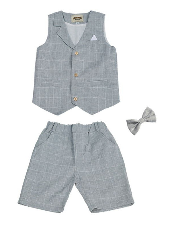 Boys Suit Vest Shorts Set Clothing Set 3 Pieces Sleeveless 4-13 Years Boy's Summer Wedding Suit Sets - Image 7