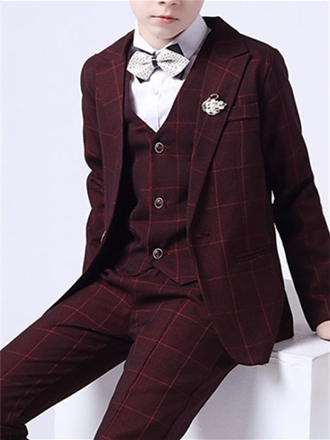 Boys Blazer Vest Pants Party Set Formal Long Sleeves 3-13 Years 3 Pieces Boy's Wedding Suit Sets - Image 3