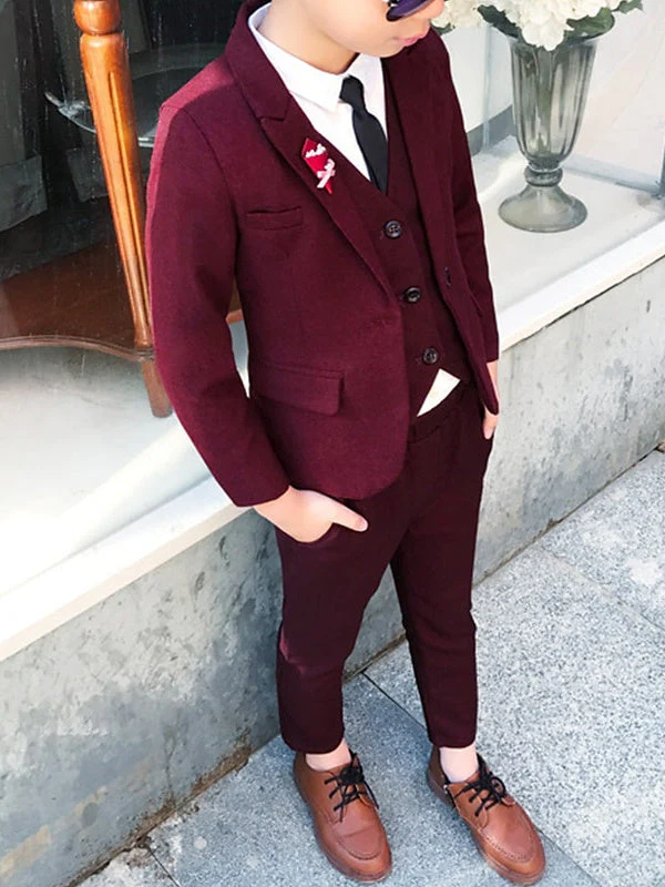 Boys Suit & Blazer Clothing Set 3 Pieces Tank Pants Long Sleeves Wedding Suit Sets - Image 5