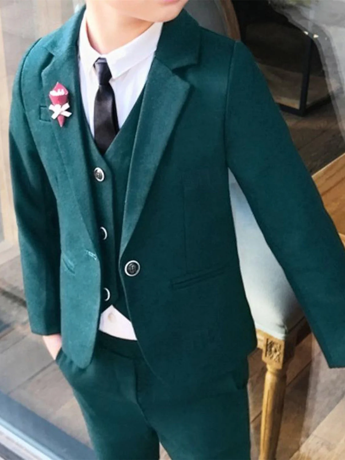 Boys Suit & Blazer Clothing Set 3 Pieces Tank Pants Long Sleeves Wedding Suit Sets - Image 6