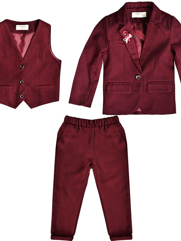 Boys Suit & Blazer Clothing Set 3 Pieces Tank Pants Long Sleeves Wedding Suit Sets - Image 2
