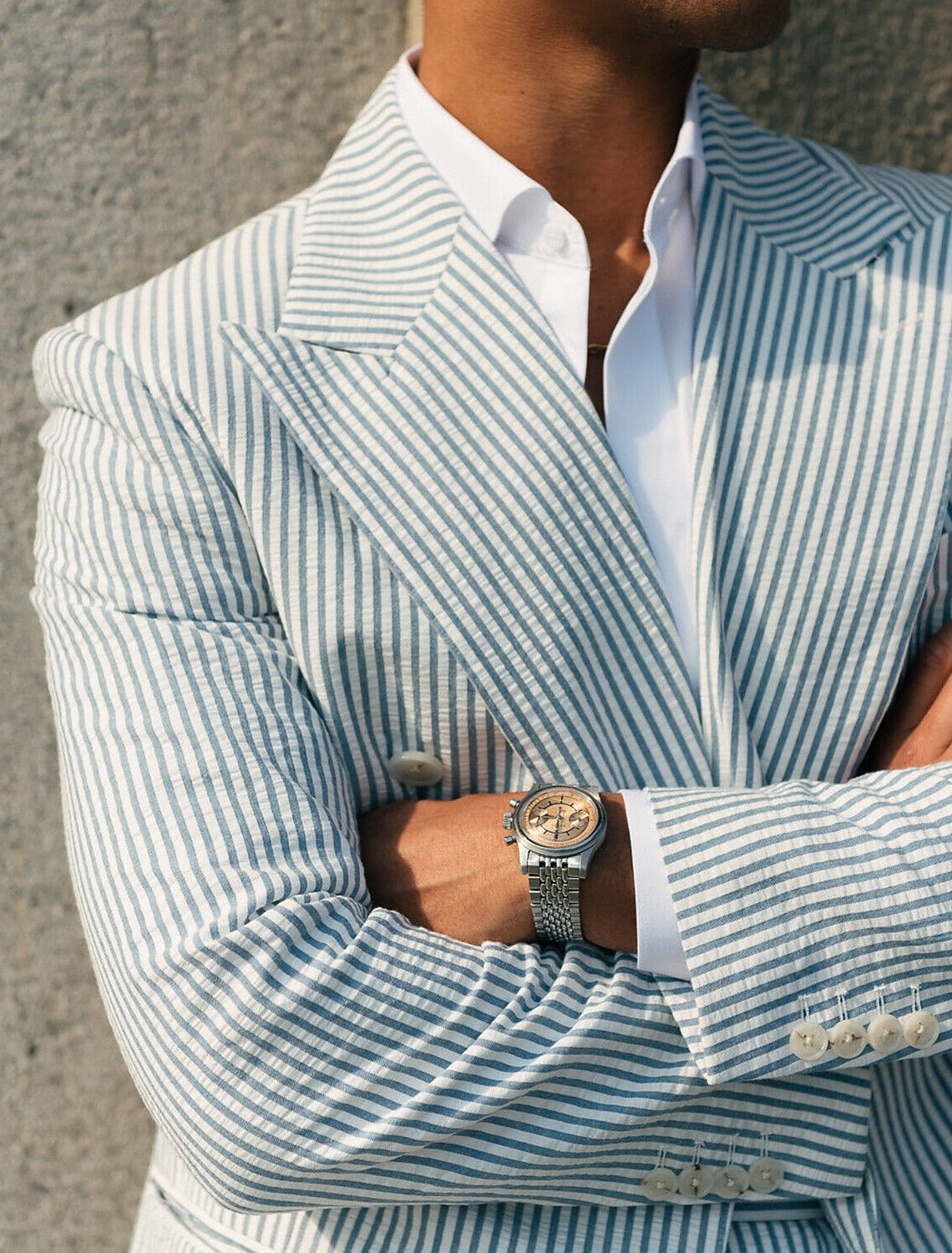 Men's Tailored Fit Double Breasted Six-buttons 2 Pieces Beach Wedding Suits - Image 5