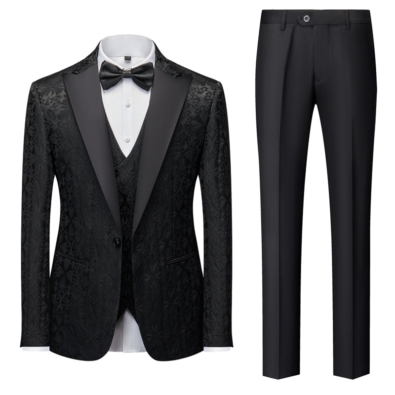 Green Gold Silver Black Men's Tailored Fit Single Breasted One-button 3 Pieces Printed Prom Party Suits - 이미지 4
