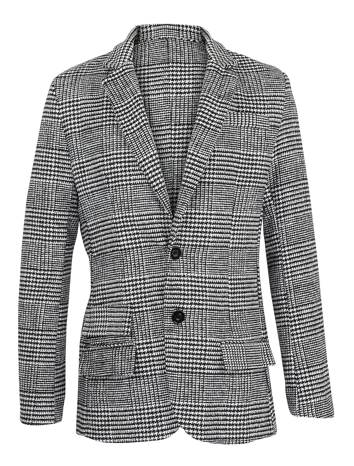 Men's Tailored Fit Single Breasted Two-buttons Houndstooth Casual Jacket - 이미지 2