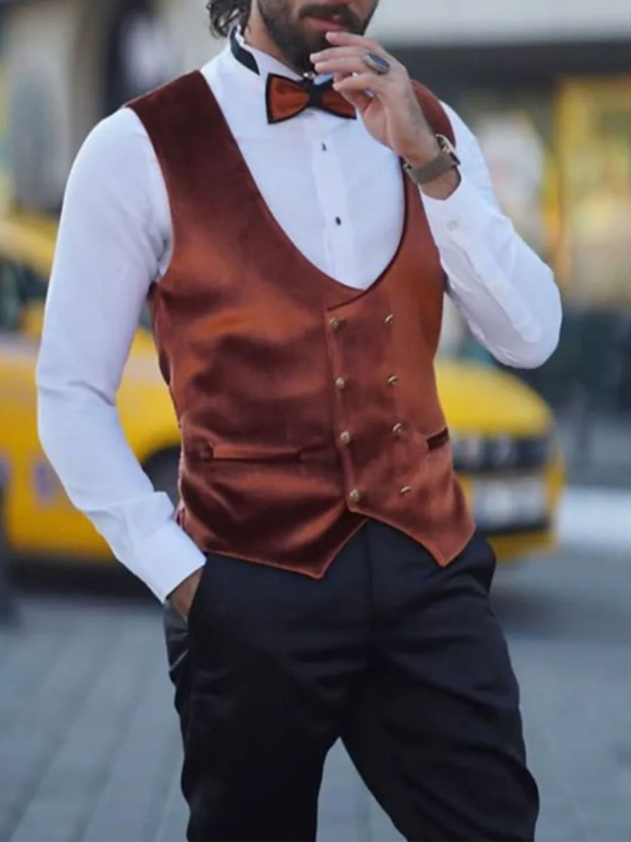 Men's Stylish Velvet Shawl Collar Single Breasted One-Button Party Evening Prom Suits - 画像 (4)