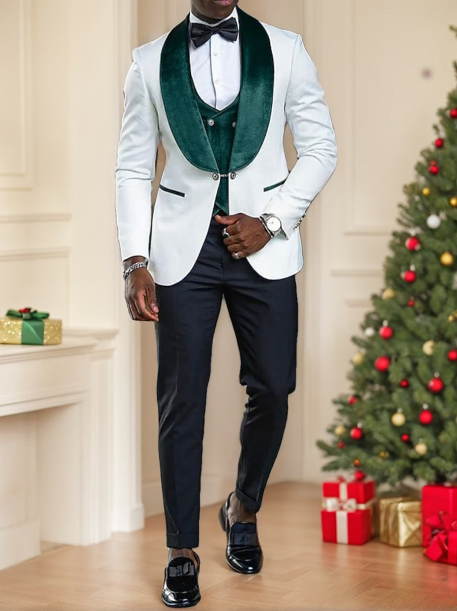 Men's Stylish Velvet Shawl Collar Single Breasted One-Button Party Evening Prom Suits - 画像 (7)