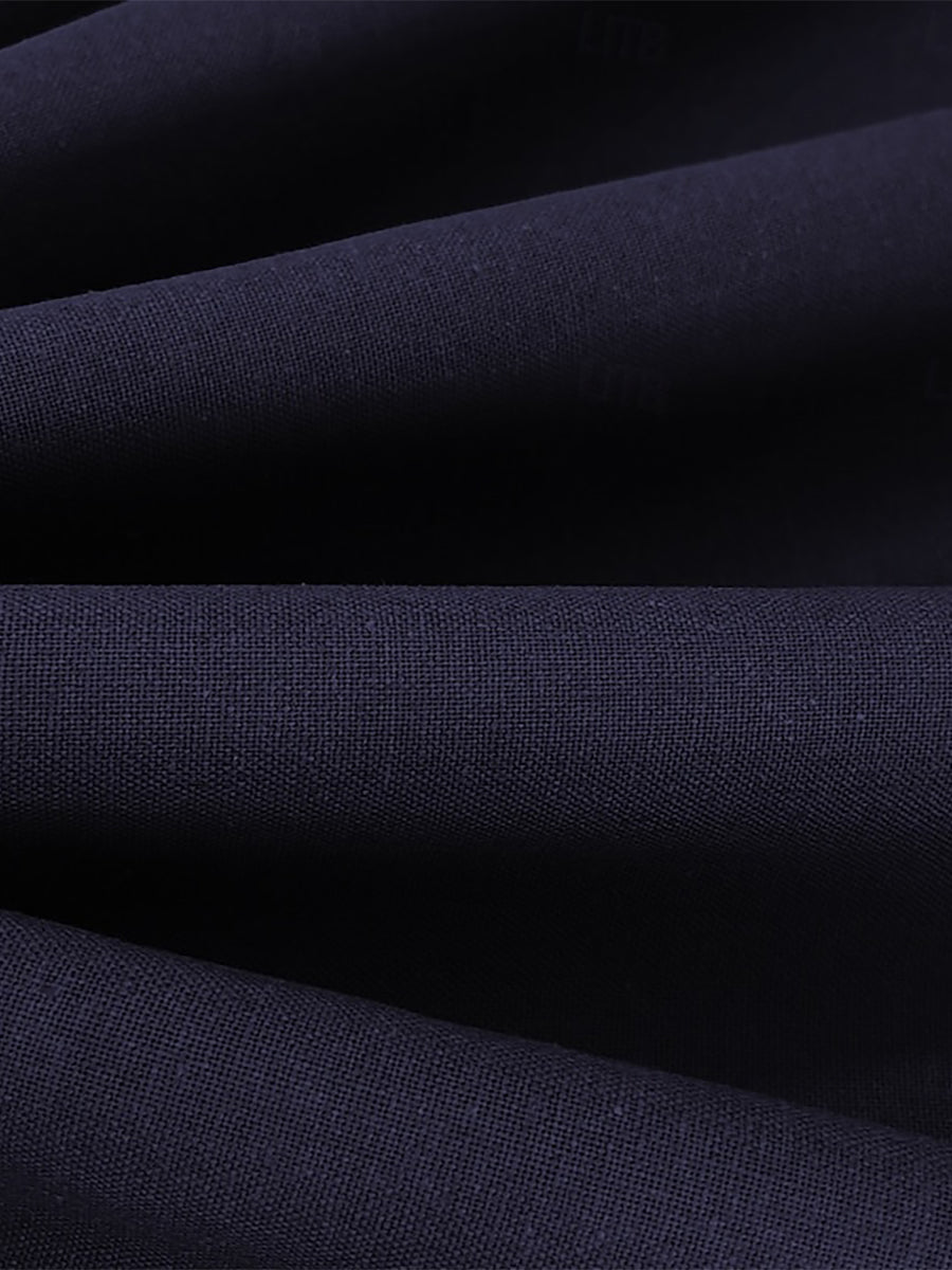 Navy Blue Men's Solid Colored 2 Pieces Single Breasted Two-buttons Casual Business Suits - 이미지 2