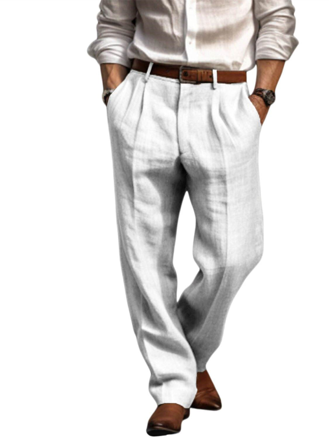 Men's Linen Long Pants Trousers Summer Pleated Fashion Pants - Image 6