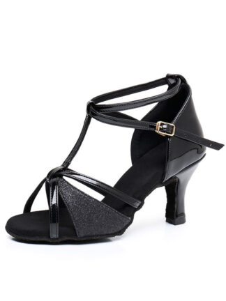 Women's Dancewear Shoes  Rhinestone Sparkling Glitter Buckle High Heel Peep Toe Latin Shoes