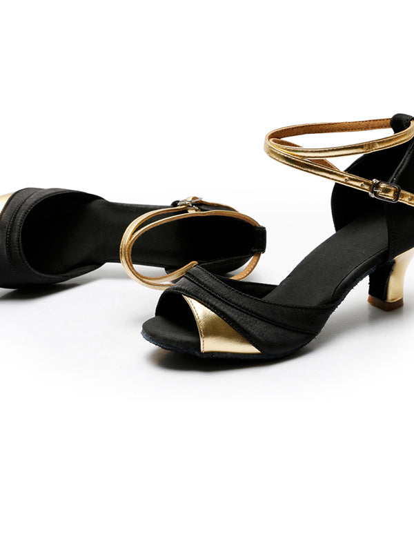 Women's Dancewear Shoes  Buckle Ankle Strap Heel Peep Toe Satin PU Latin Shoes - Image 6