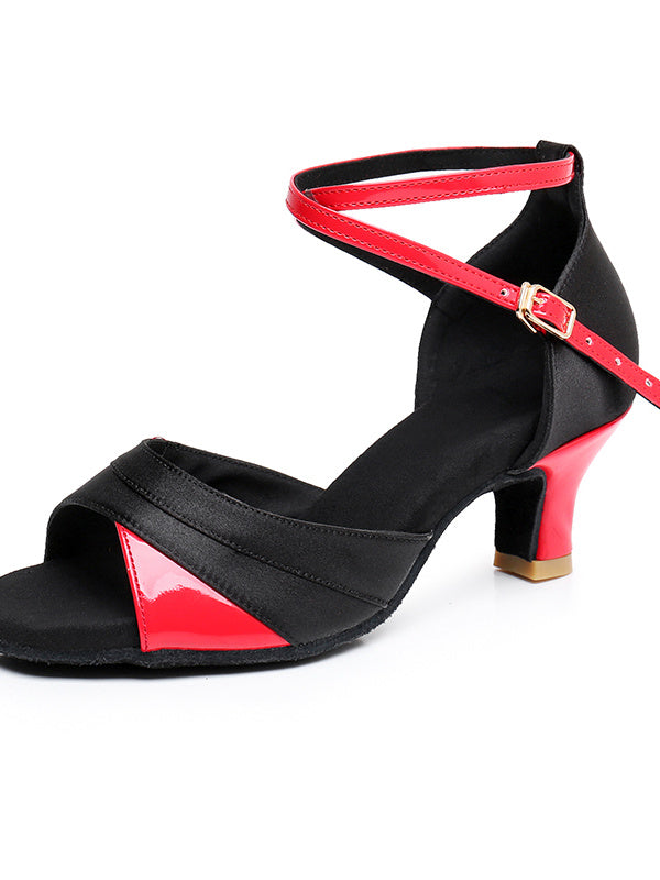 Women's Dancewear Shoes  Buckle Ankle Strap Heel Peep Toe Satin PU Latin Shoes - Image 2