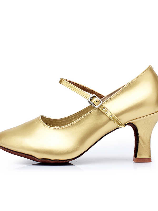 Women's Dancewear Shoes High Heel Round Toe PU Leather Ballroom Shoes - Image 3