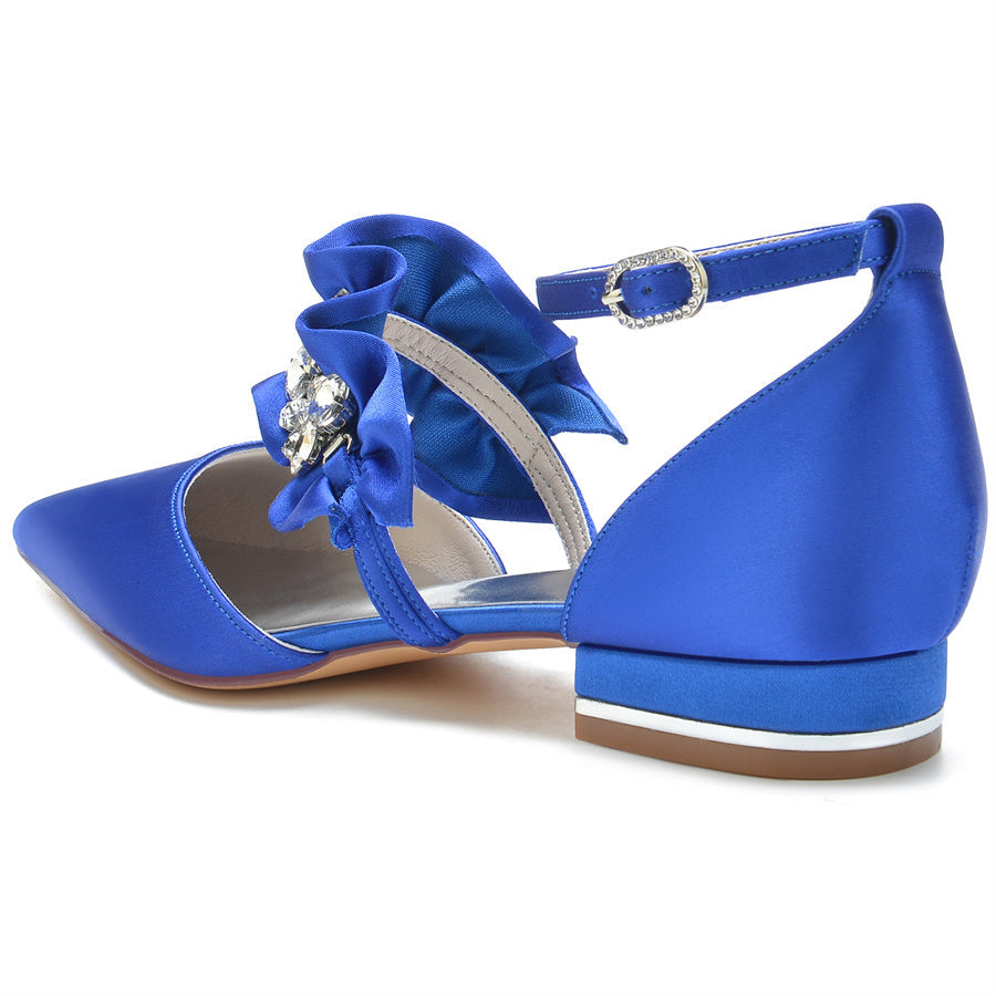 Women's Wedding Shoes Pointed Toe Low Heel Bridal Shoes with Rhinestones - 이미지 3