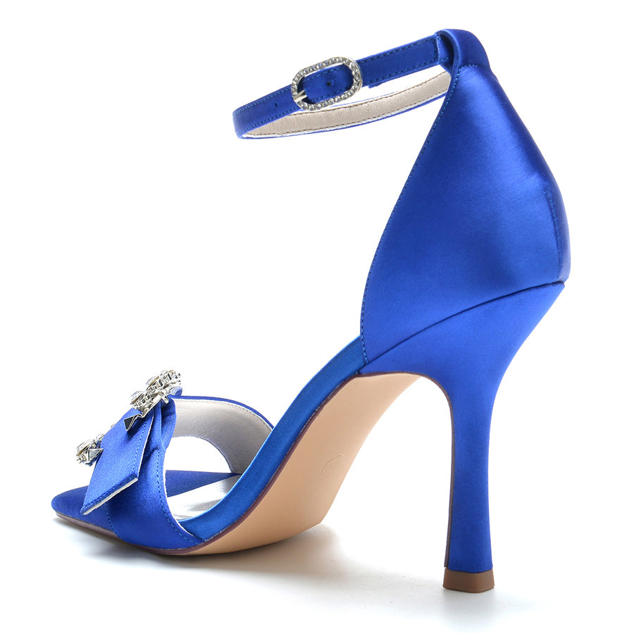 Women's Wedding Shoes Opened Toe High Heel Bridal Shoes with Circle Crystals - 이미지 2