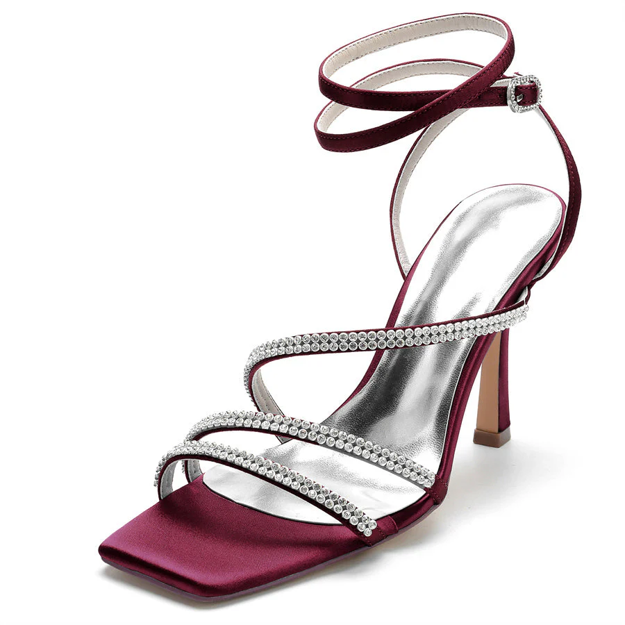 Women's Wedding Shoes Opened Toe High Heel Unique Design Bridal Shoes with Crystal - Image 10