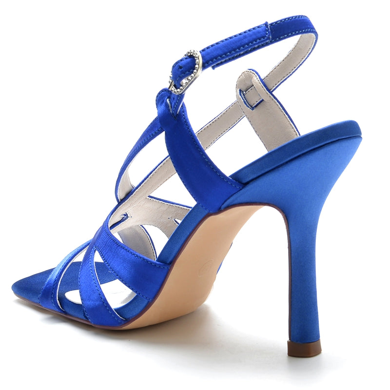 Women's Wedding Shoes High Heel Square Toe Bridal Shoes with Crossed Straps - Image 5