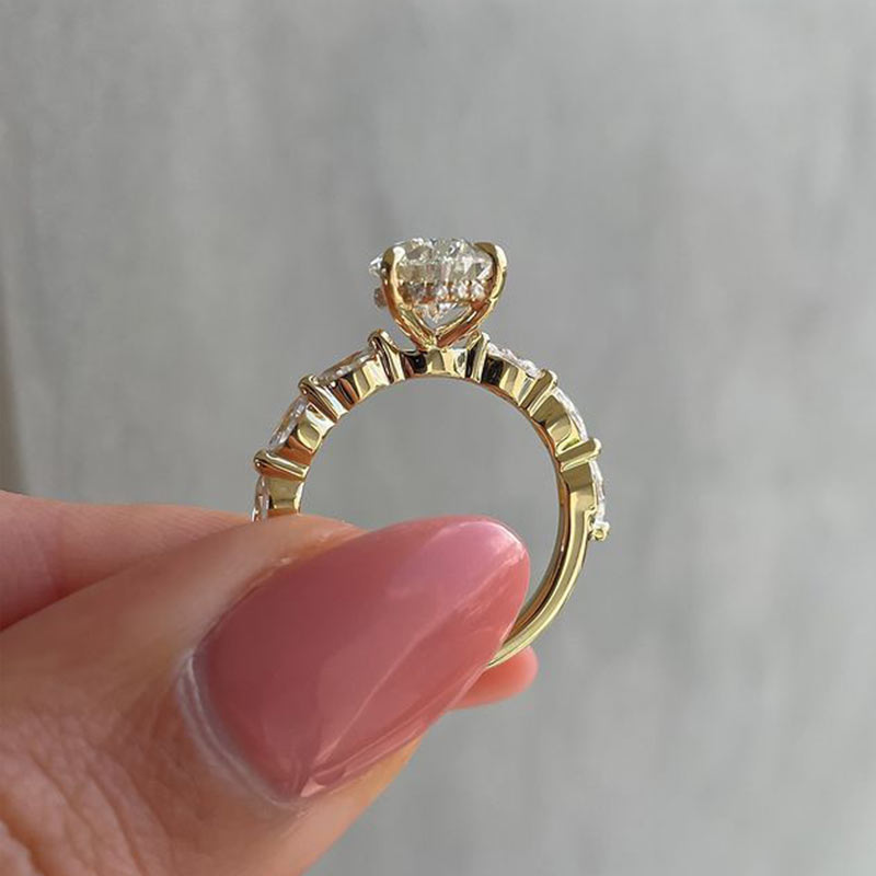 Yellow Gold Fancy Pear Cut Women's Ring Valentine's Day Engagement Wedding Jewelry - Image 6