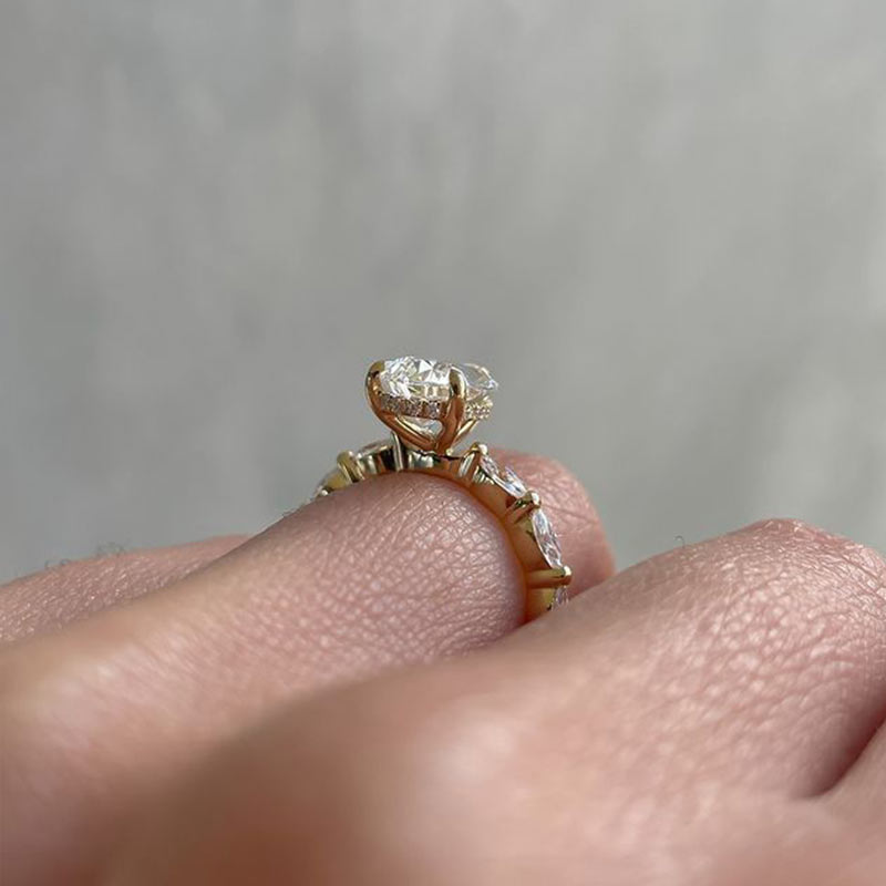 Yellow Gold Fancy Pear Cut Women's Ring Valentine's Day Engagement Wedding Jewelry - Image 3