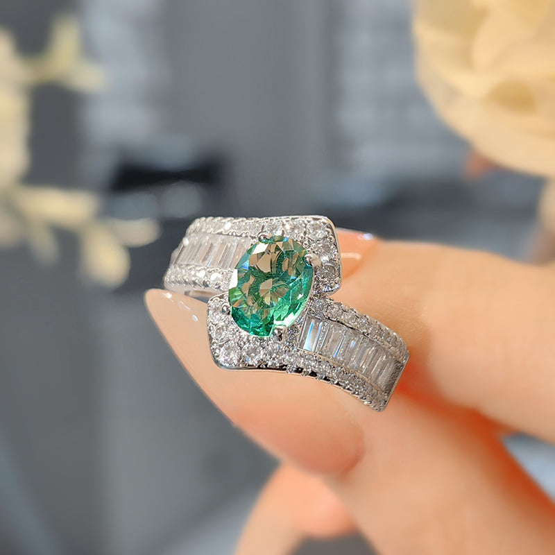 High-end Green Gemstone Luxury Versatile Ring - 이미지 2