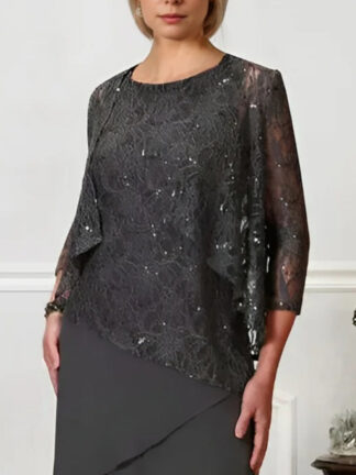 Women's Coats /Jackets Lace 3/4 Length Sleeves Warps