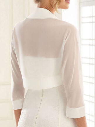 Chiffon 3/4 Sleeves See Through Wraps with Pure Color