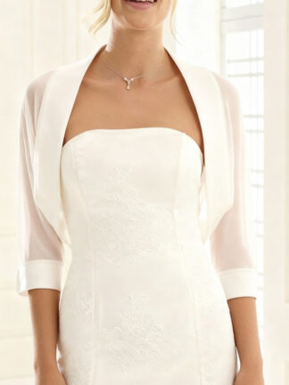 Chiffon 3/4 Sleeves See Through Wraps with Pure Color