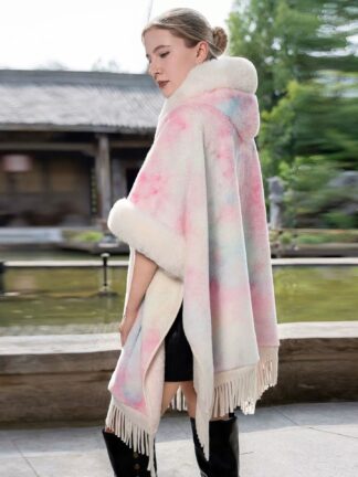 Women’s Elegant Winter Cape Shawl/Wrap with Tassels