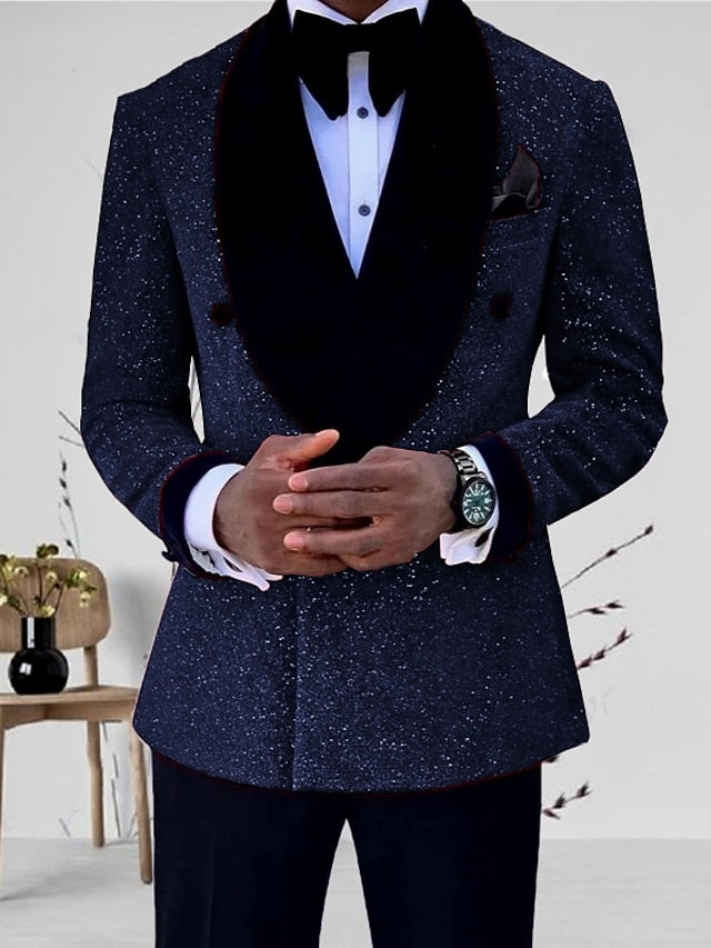 Men's Tailored Fit Single Breasted One-button 2 Pieces Wedding Suits - 画像 (2)