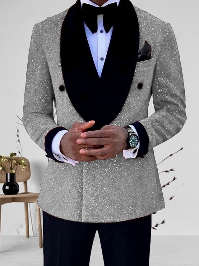 Men's Tailored Fit Single Breasted One-button 2 Pieces Wedding Suits - 画像 (3)