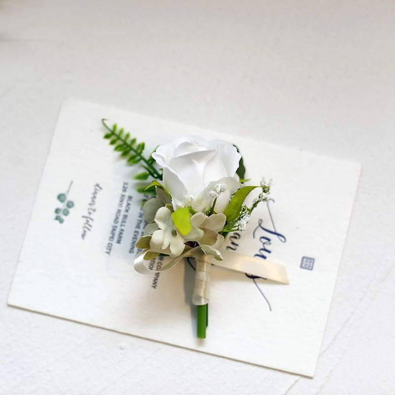 Wedding wrist flowers Boutonnieres Artificial Flower Modern Contemporary - 画像 (5)