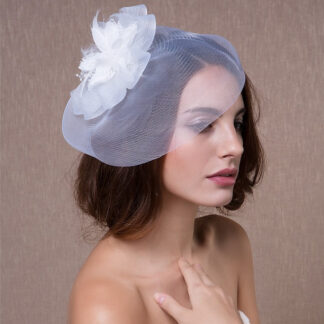Vintage Elegant  Wedding Fascinator Tulle Beaded Organza Fascinators with Feathers