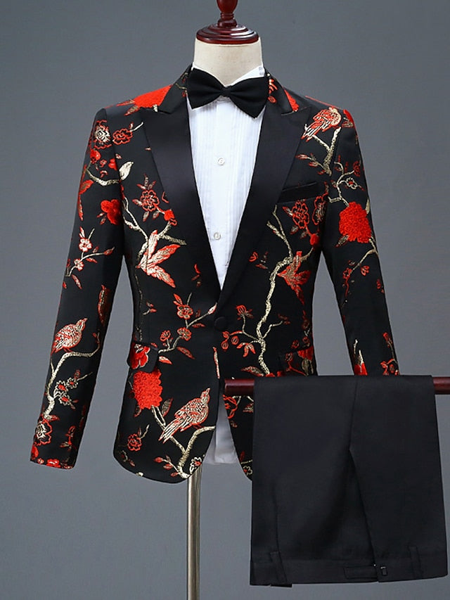 Men's Tailored Fit Single Breasted One-button 2 Pieces Homecoming Party Suits - 画像 (3)