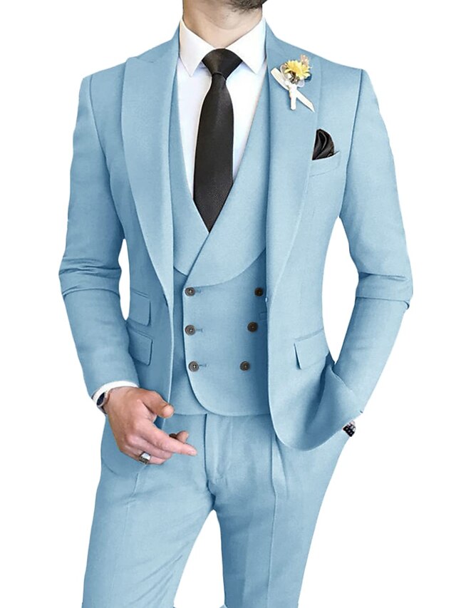 Men's Tailored Fit Single Breasted One-button 3 Pieces Wedding Suits - 이미지 11