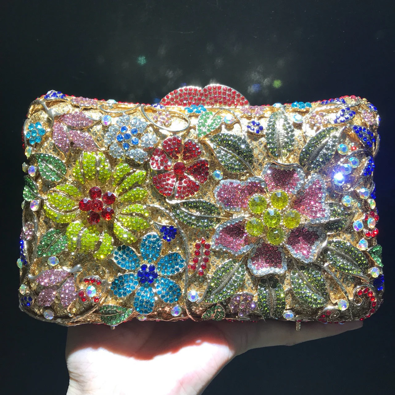 Flower Imitation Diamond Sequins Clutch Bags - 画像 (4)