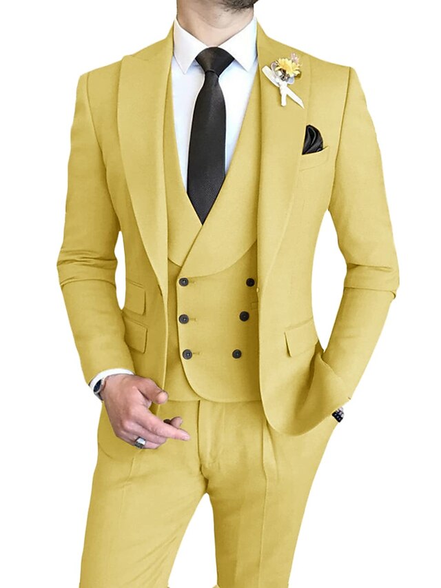 Men's Tailored Fit Single Breasted One-button 3 Pieces Wedding Suits - 이미지 2