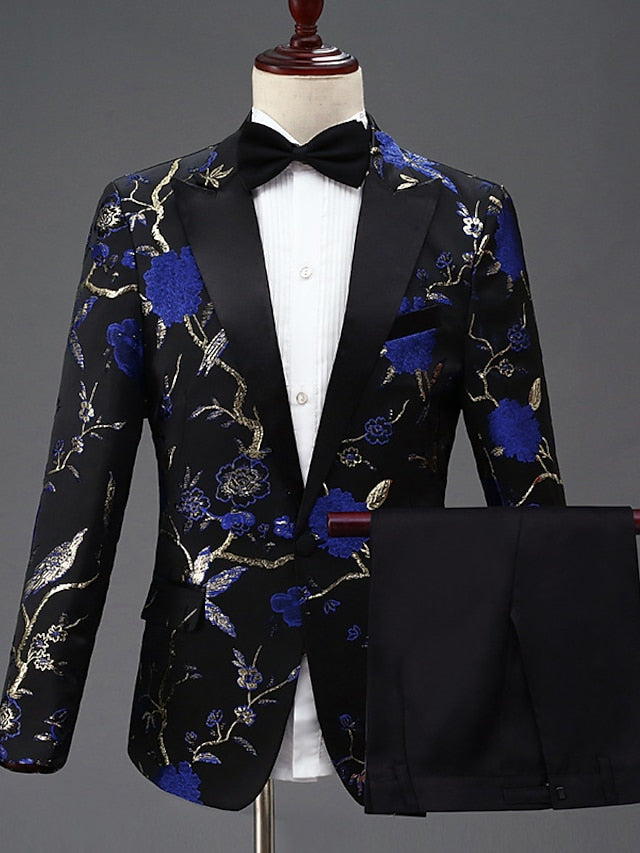 Men's Tailored Fit Single Breasted One-button 2 Pieces Homecoming Party Suits - 画像 (4)