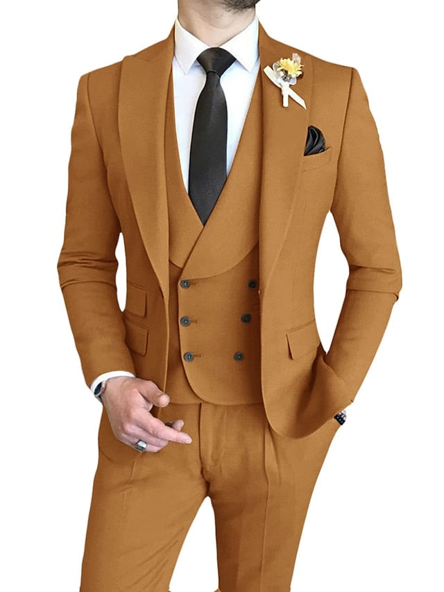 Men's Tailored Fit Single Breasted One-button 3 Pieces Wedding Suits - 이미지 14